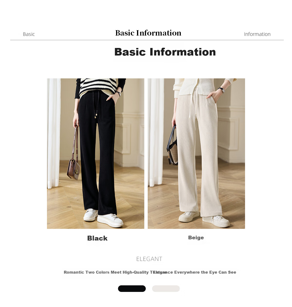 Chushen Spring And Autumn Casual Pants for Women with Elastic Waistband, Athletic Trousers, Textured Loose Straight-Leg Pants, Sweatpants S143K2024 8