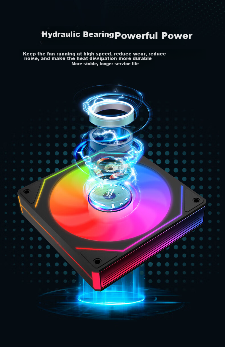 BUBALUS Mirror World Anti-Leaf Reverse ARGB Fan, 12CM Infinite Mirror Colorful Case Cooling Fan, 4PIN PWM Intelligent Temperature-Controlled Speed Adjustable Fa 7
