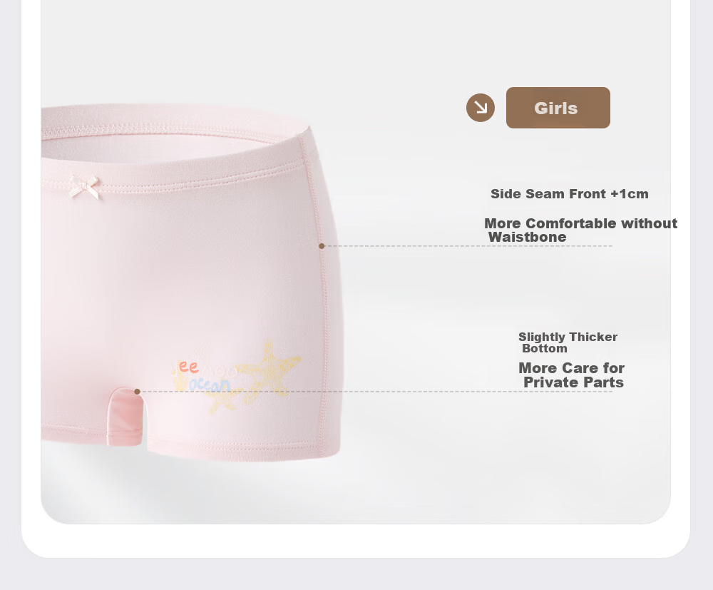 YEEHOO Children's Underwear Breathable 7A Antibacterial Baby Boxer Briefs Gift Set for Boys And Girls, Comfortable Shorts That Don't Pinch The PP 17