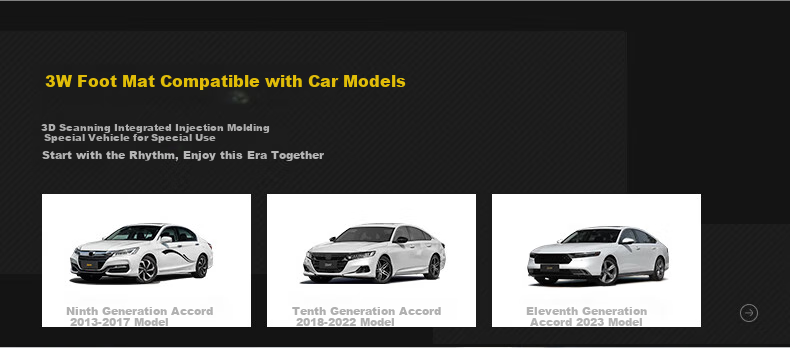 3W Suitable for Honda 11th Generation Accord TPE Car Floor Mats Inspire Specific + Meinis Carpet Surface Double-Layer 3