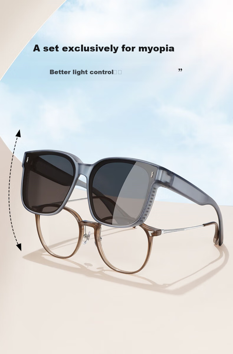 FESETE Sunglasses for Nearsightedness, Sunglasses Clip-Ons, Polarized Clip-Ons for Driving, Sun Protection, UV Protection Sunglasses, Qixi Festival 5