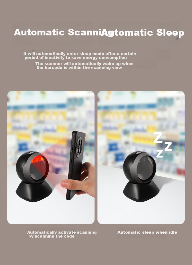 Chiteng Two-Dimensional Imaging Scanning Platform Scanner Gun for Catering, Retail, Express Delivery, Warehouse Logistics, Supermarket Product Barcode Scanning And Payment Collection, Pharmaceutical Traceability Code Scanner T24 5