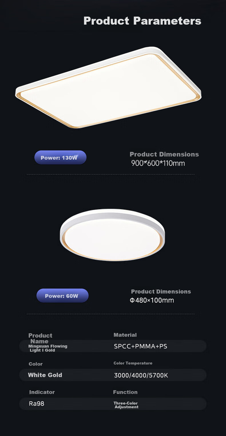 Midea LED Ceiling Light for Living Room, Bedroom, Dining Room, Eye Protection, Smart Control Dimming Fixture, 140W Flowing Gold N1, Installation Included 9
