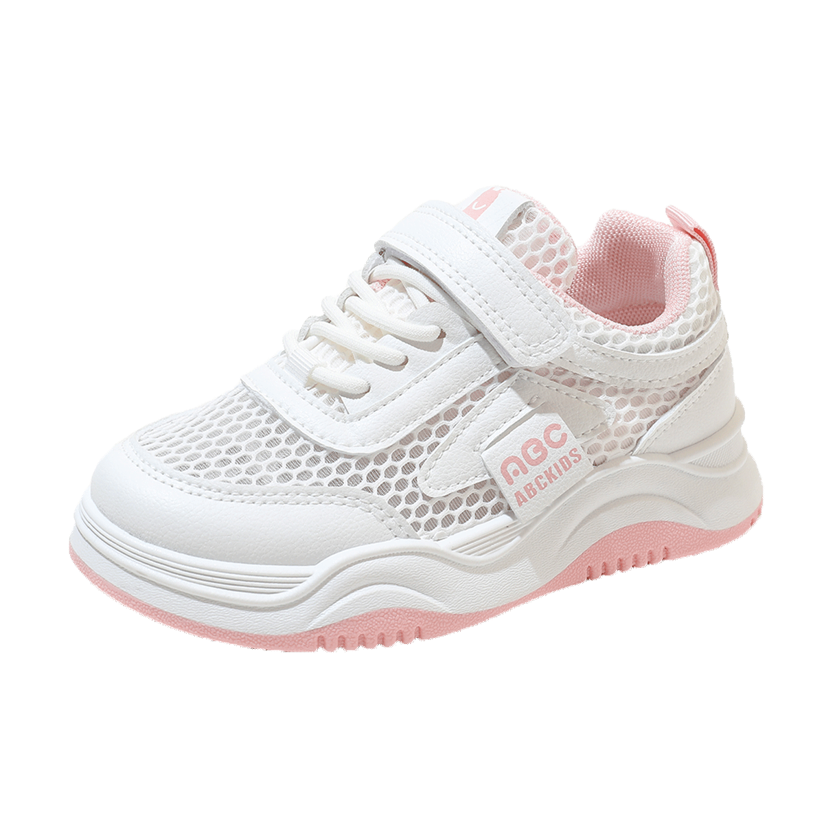ABC KIDS [Best-Seller Recommendation] Summer Children's Mesh Panel Shoes Breathable White Sneakers Boys Girls Sports Shoes White/pink 33