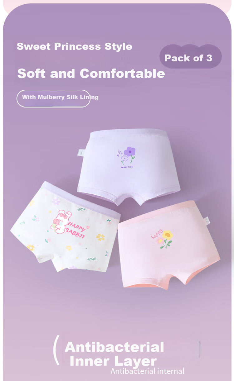 DEESHA [7A Antibacterial Class A Baby Cotton] Girls' Underwear, Children's Pure Cotton Shorts, Student And Toddler Boyshorts 2