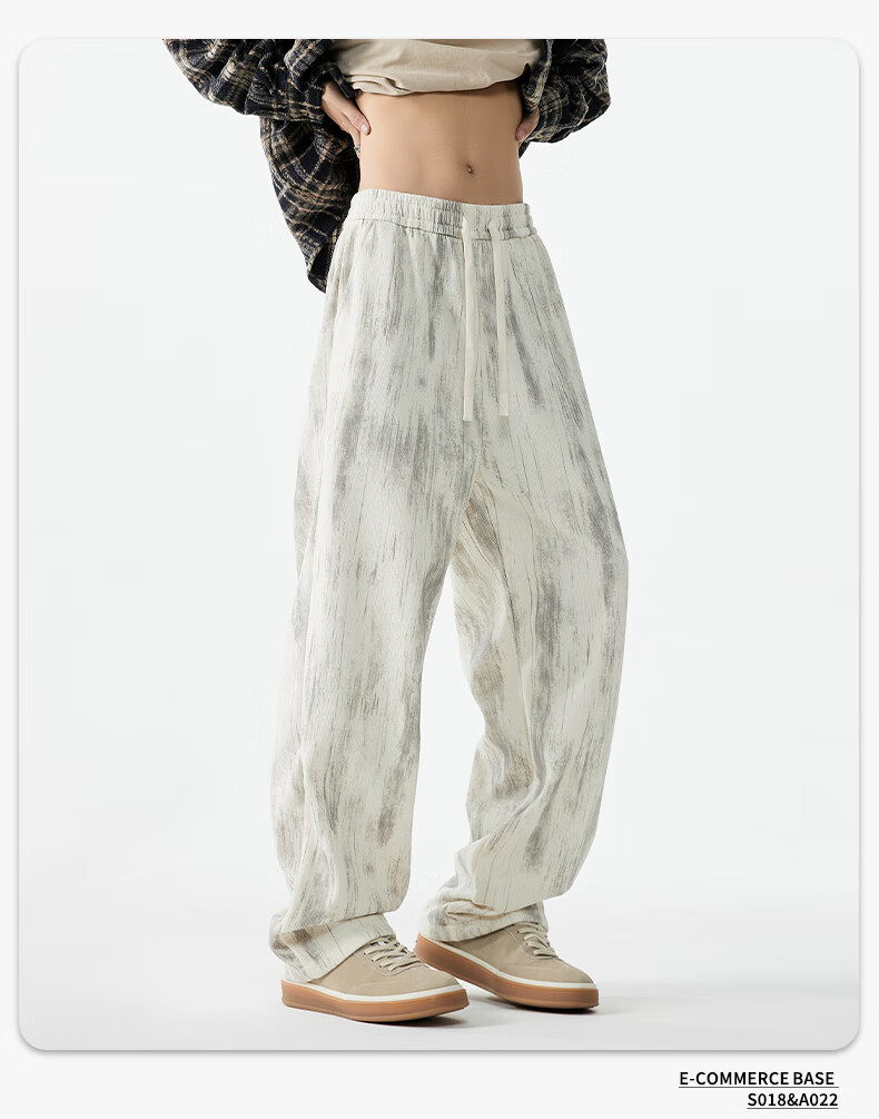 SWAMP AREA Casual Pants for Men And Women, Trendy Straight-Leg Loose-Fit American-Style Sweatpants K019 Beige 2XL 8