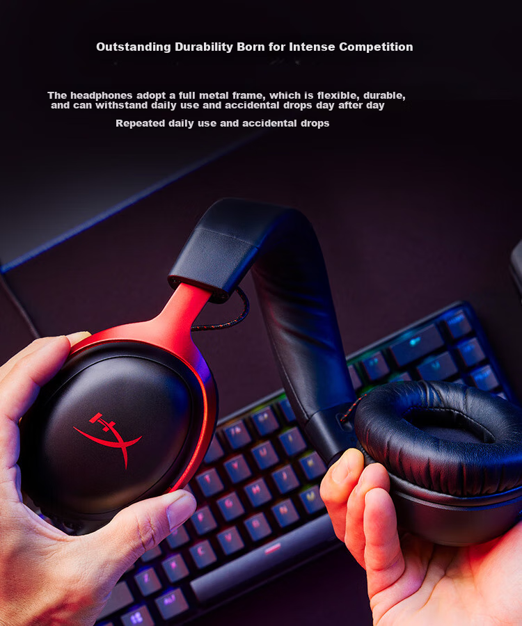 HYPERX Cloud III Wired Black And Red DTS Sound 53mm Driver E-Sports Over-Ear Gaming Headset Compatible with Triangular Actio 2