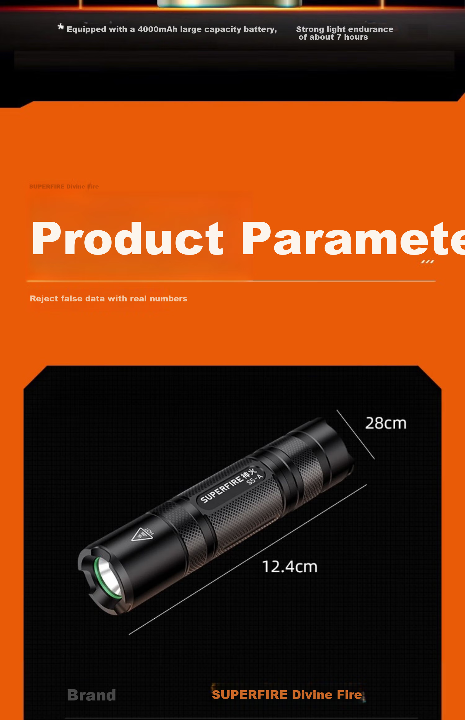 SupFire S5-A High-Power Flashlight, Ultra-Bright Compact Rechargeable LED Light for Home And Outdoor Use, Mini Portable Long-Range Multi-Functional Illumination, Waterproof, Suitable for Cycling, Long Battery Life of 7 Hours 13