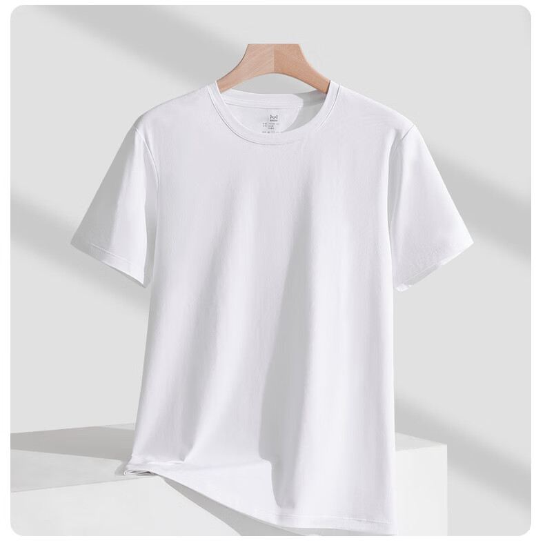 Miiow [Antibacterial Cooling] Men's Short Sleeve T-Shirt 40s Combed Cotton Basic Spring Summer White 2XL 17