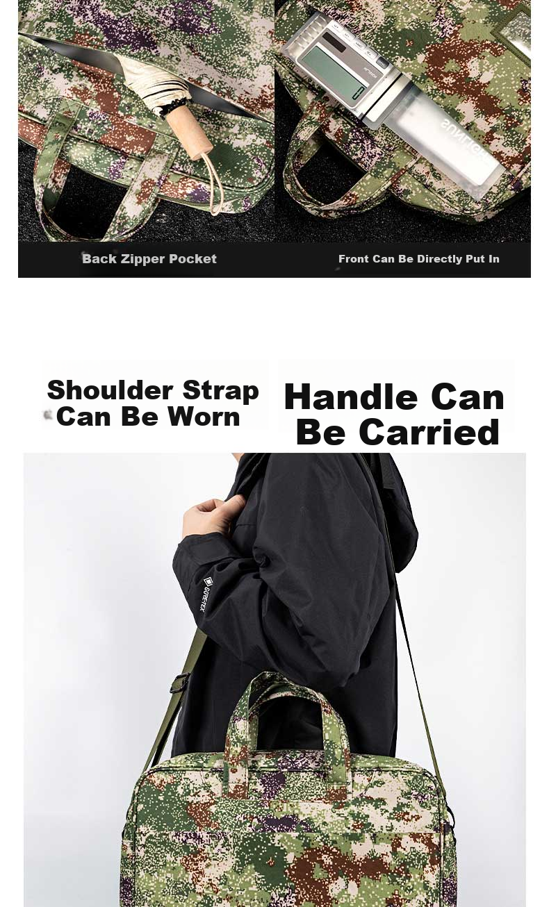 Deli Briefcase Document Bag Large Capacity File Bag Handbag Laptop Bag for Men Thickened 3D Jungle Camouflage Bag Gree 4