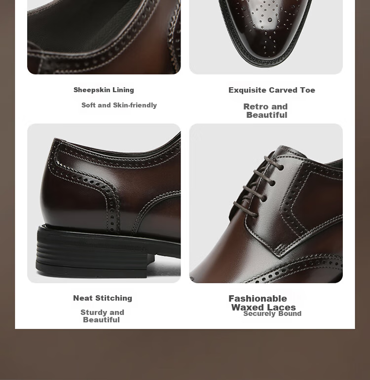 Goldlion Men's Shoes, Fashionable Formal Leather Shoes, Comfortable Suede Brogue Shoes, 55013044694A, Black And Gray Color, Size 40 9