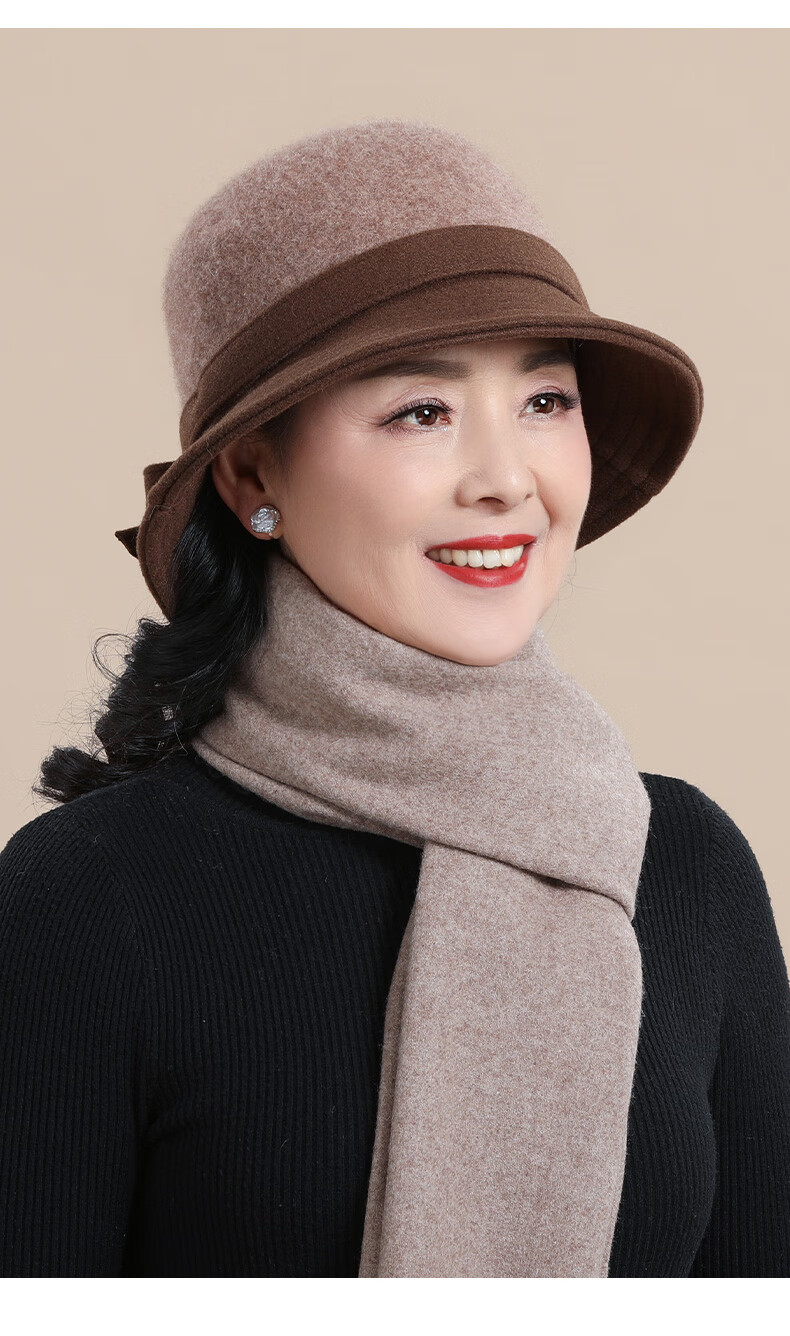 Hengyuanxiang Women's Autumn Winter Warm Elegant Hat for Middle-aged and Elderly, Birthday and New Year Gift for Mom and Elders 5