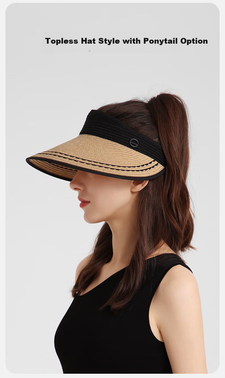 Kenmont Foldable Wide Brim Open Top Sun Protection Straw Hat for Women Spring Summer Beach UV Protection Vacation Sunshade Hat 6062 5
