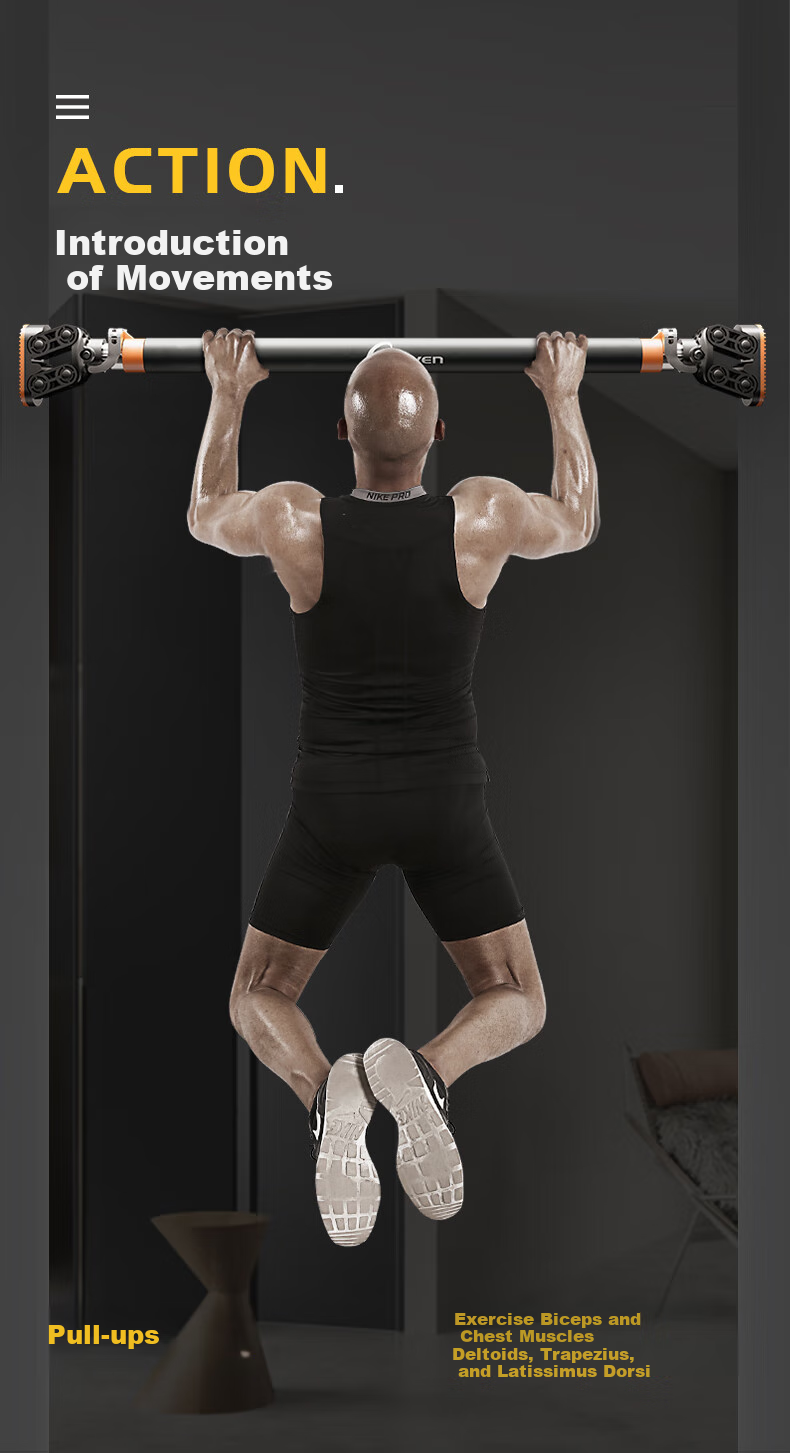 CALLIVEN Pull-Up Bar Trainer, Home Use without Drilling, Indoor Door-Mounted Hanging Bar, Fitness Equipment, 96-130cm 13