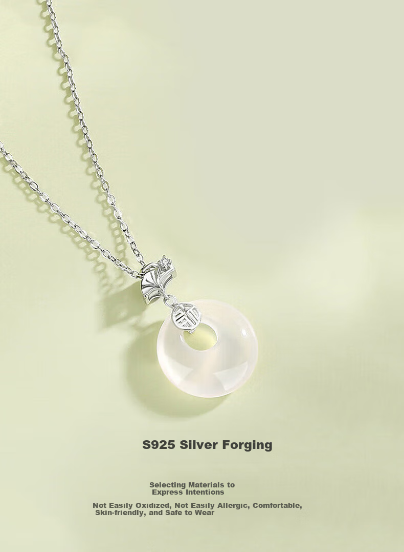 ALLOVE Three Lives with Apricot Pure Silver Necklace for Women, 2026 New Style Peace Buckle Pendant, Birthday Gift for Girlfriend Or Wife 2