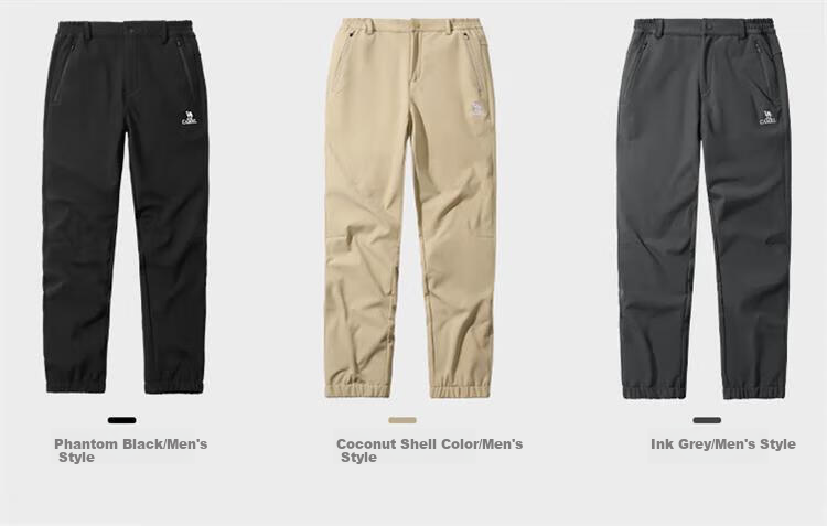 CAMEL Outdoor Softshell Pants, Spring And Autumn Windproof And Water-Resistant, Fleece-Lined for Warmth, Mountaineering And Casual Trousers 3
