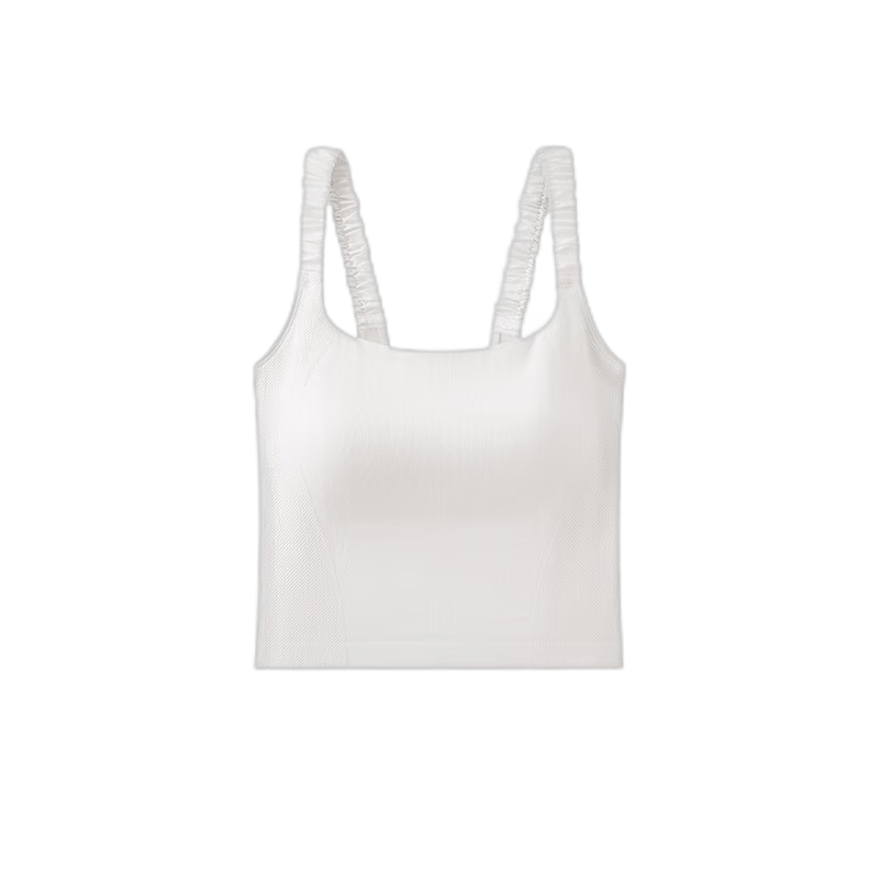 Quxianzhuyi Women's Camisole Tank Top with Built-In Bra Cups, Cloud White, Size L