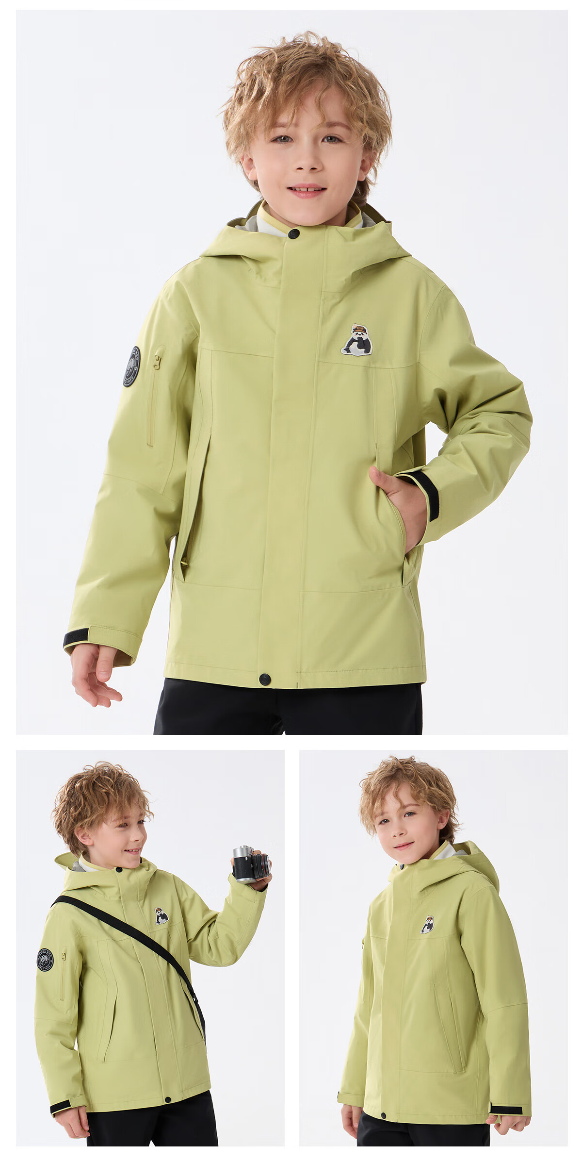 Panda Kids 3-in-1 Waterproof Windproof Fleece Lined Outdoor Jacket Warm School Uniform Autumn Winter, Size 120 21