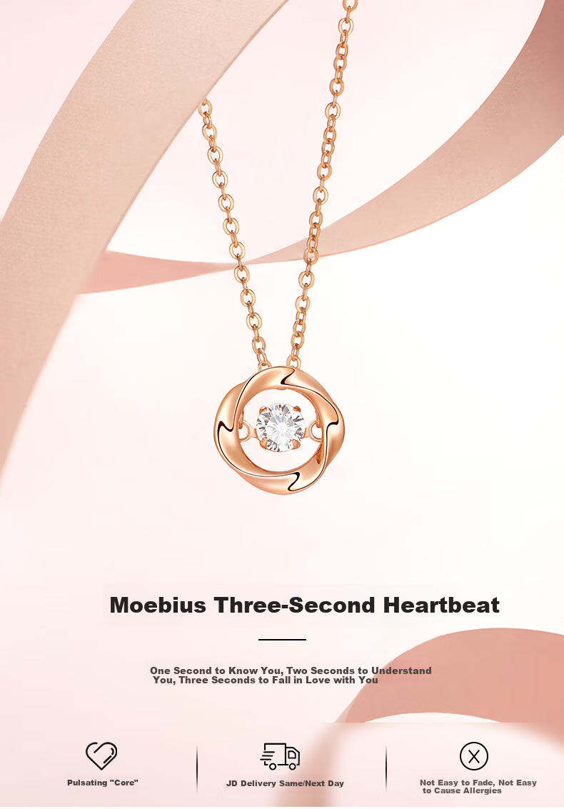 Aideyueding Dancing Heart Rose Gold Pure Silver Necklace for Women, 2026 New Style, Light Luxury, 520 Gift for Girlfriend Or Wife's Birthday 1