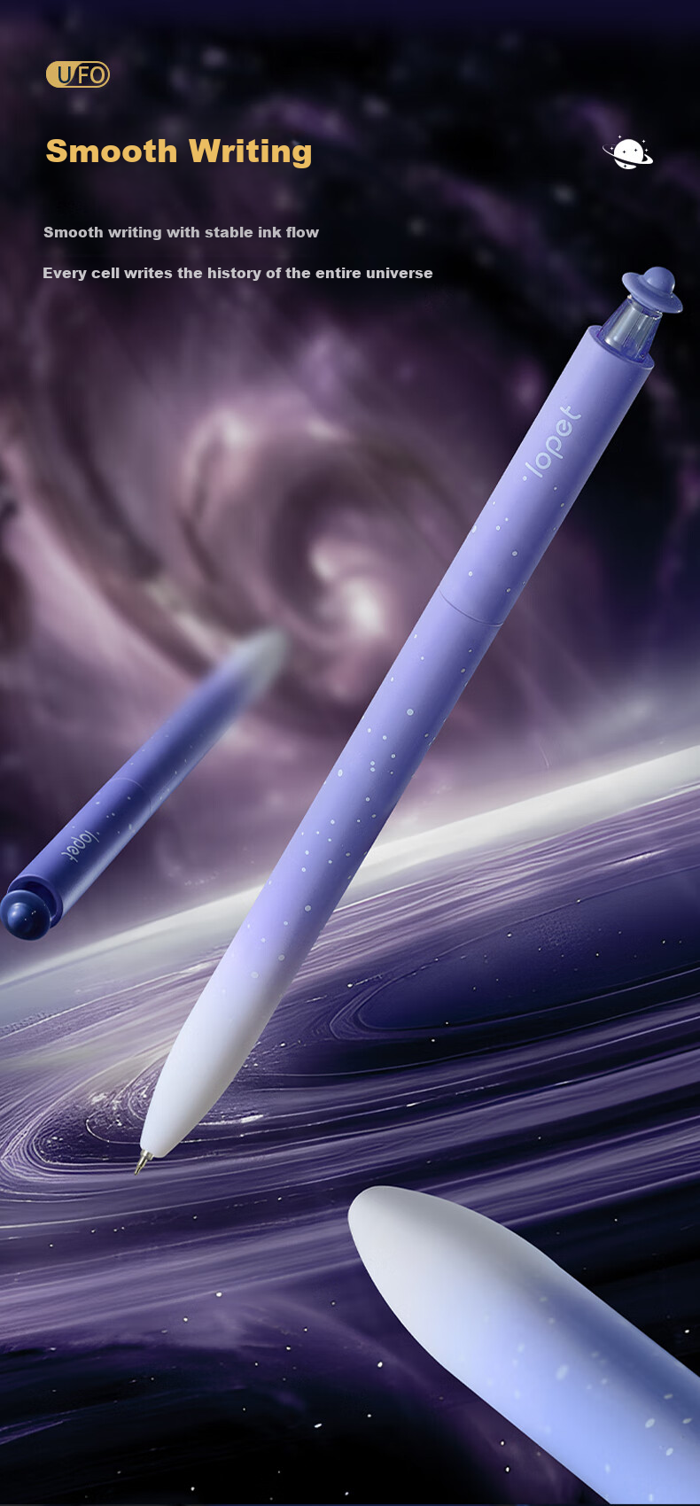 LOPET Rocket Star Galaxy Gel Pen, Quick-Drying, High Aesthetic Value, Exam Pen for Students, 0.5mm Black Pen, Smooth Writing for Middle School Students, Black Ink Pen, Signature Pen, Ballpoint Pen LT-1393 [Advancement] 7
