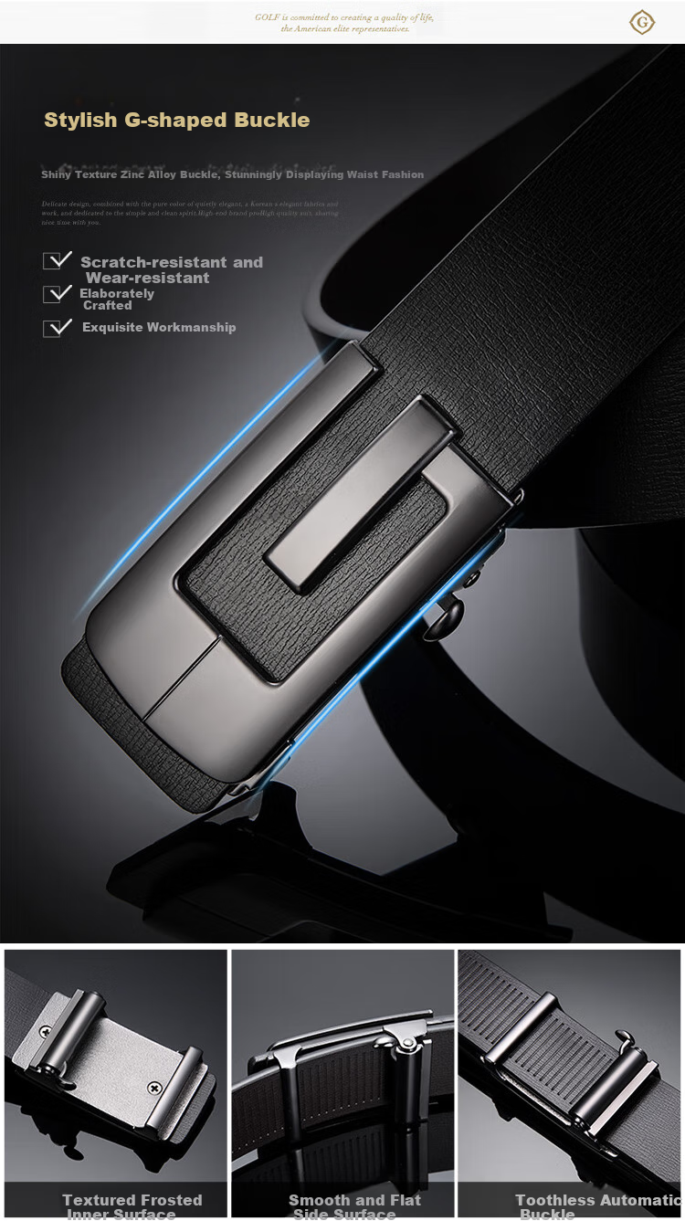 GOLF Men's Belt, Durable Cowhide, Automatic Buckle, Business Casual Jeans Belt, Gift Box Packaging, Present for Boyfriend 4