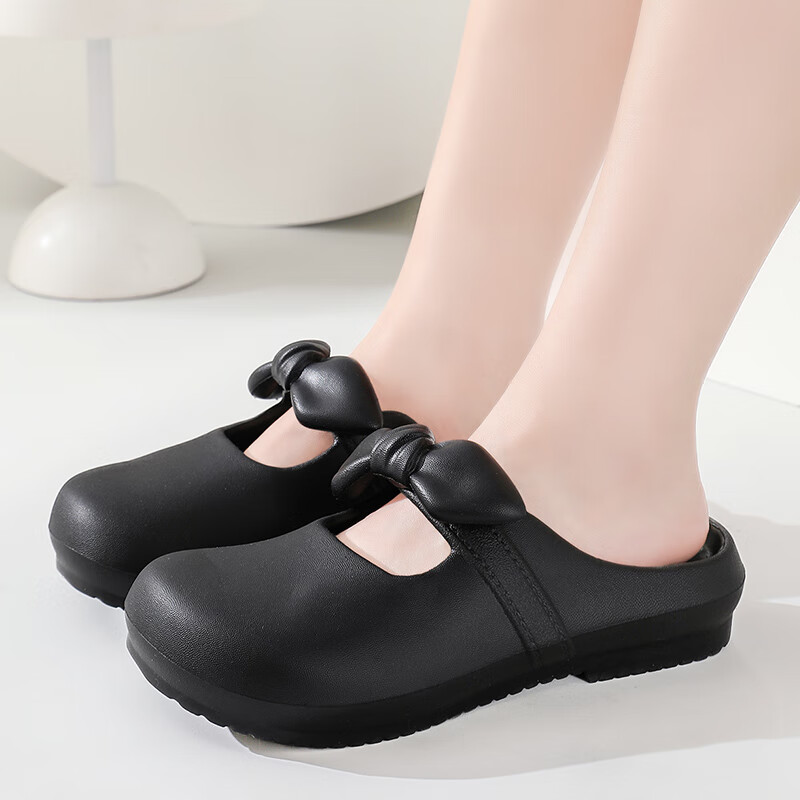 FOOTOPPO Bowknot Sandals Women Thick Sole Non-slip Half Slippers Summer Beach Outdoor Thick Slippers