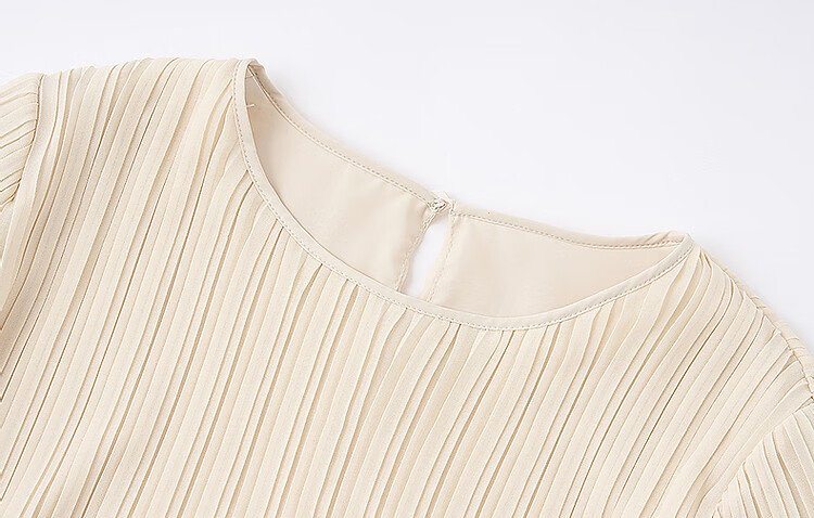 Dme [Gentle Daily] Spring Cream-Colored Textured Chiffon Blouse with Lantern Sleeves, Ladylike Shirt Women's Top 7