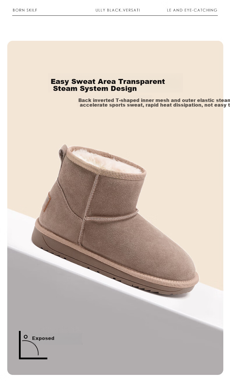 DAPHNE Fleece-Lined Snow Boots for Women, 2025 Winter New Thick Cotton Shoes, Warm Women's Shoes, Flat Cowhide Short Boots 9