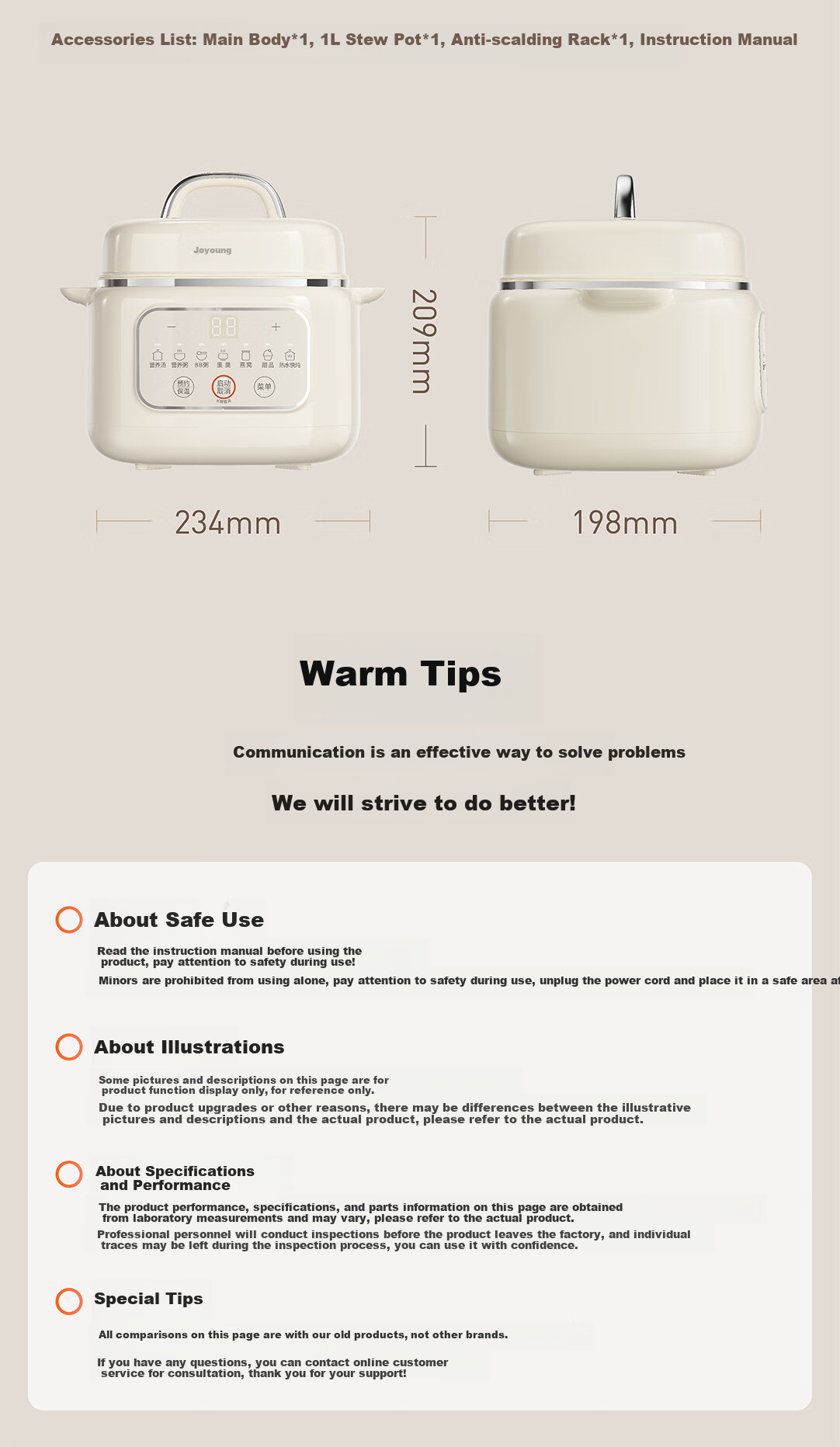 Joyoung Quick-Cooking Electric Stew Pot, Bird's Nest Stew Pot, Double Boiler Pot, Multifunctional Pot, Baby Food Cooker, Soup Pot, Stew Pot, Steamer, 1L Compact Capacity GD189 19