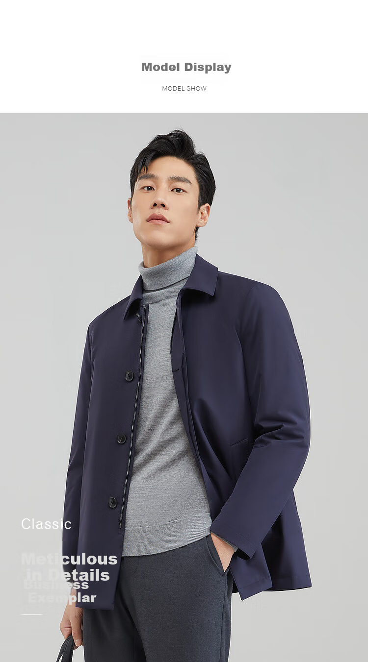YOUNGOR [Detachable Goose Down Inner Lining] 2026 New Warm Business Style Coat, Navy Blue, XL (180/100A) 4