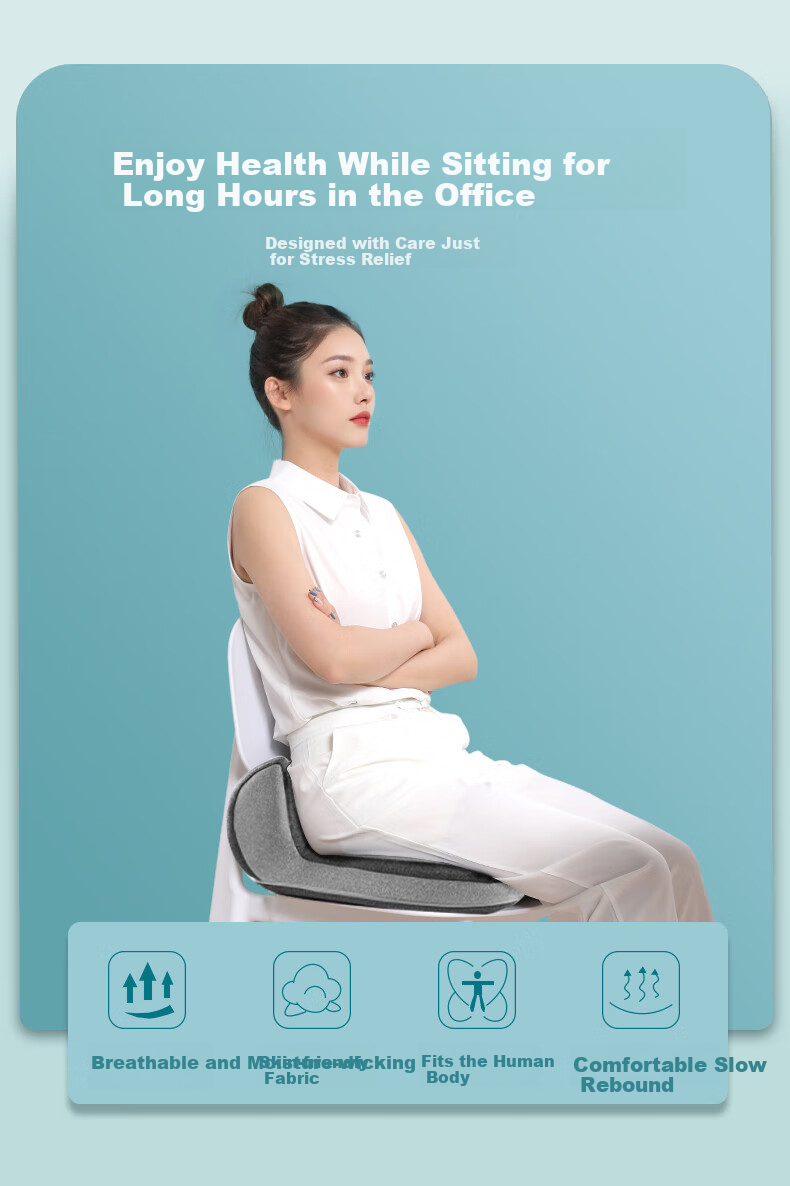 Mixiaoshu Office Chair Cushion with Integrated Ergonomic Backrest for Long Sitting Support And Posture Correctio 4
