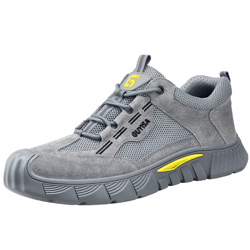 JUNBU Men's Safety Shoes Steel Toe Anti-Smash Anti-Puncture Lightweight Comfortable Durable Work Site Safety Shoes 0266F Size 39