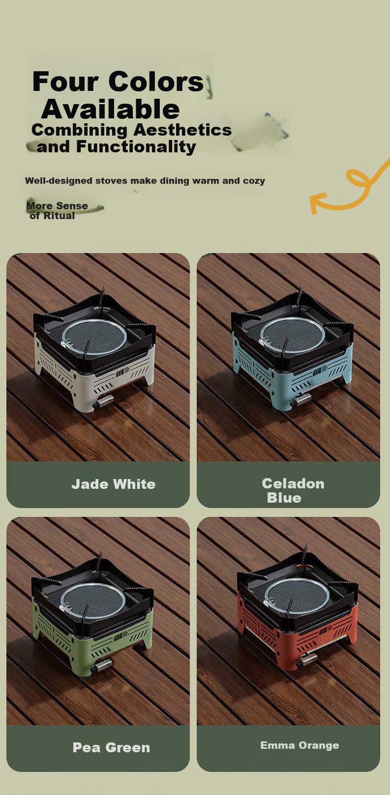 TAN XIAN ZHE Outdoor Cassette Stove Camping Stove Picnic Cookware Tea Brewing Infrared Windproof Split Cassette Stove 3