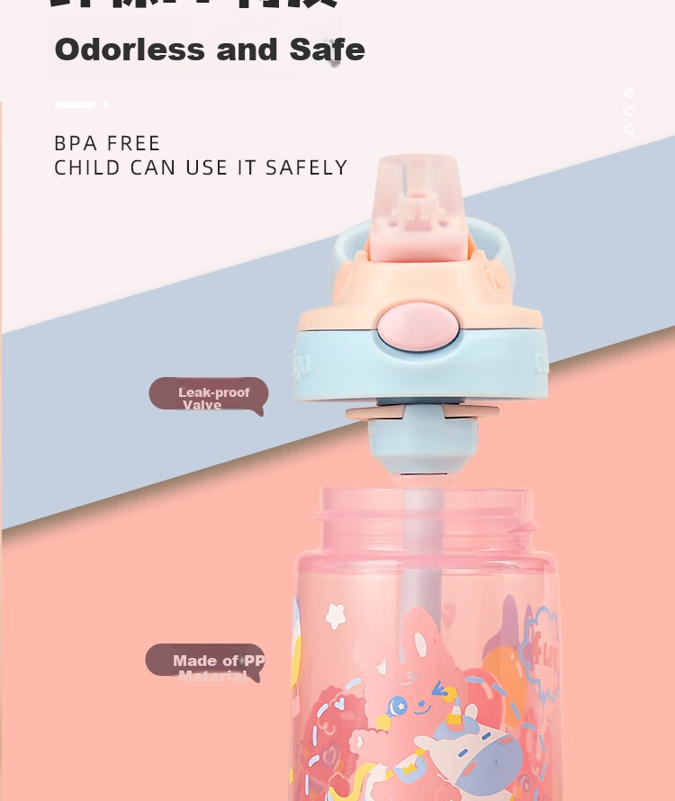 Contigo Kangdike Children's Straw Water Bottle with Air Release And Anti-Spill Design, 420ml, Rabbit Playground HBC-GIZ248VP+ 7