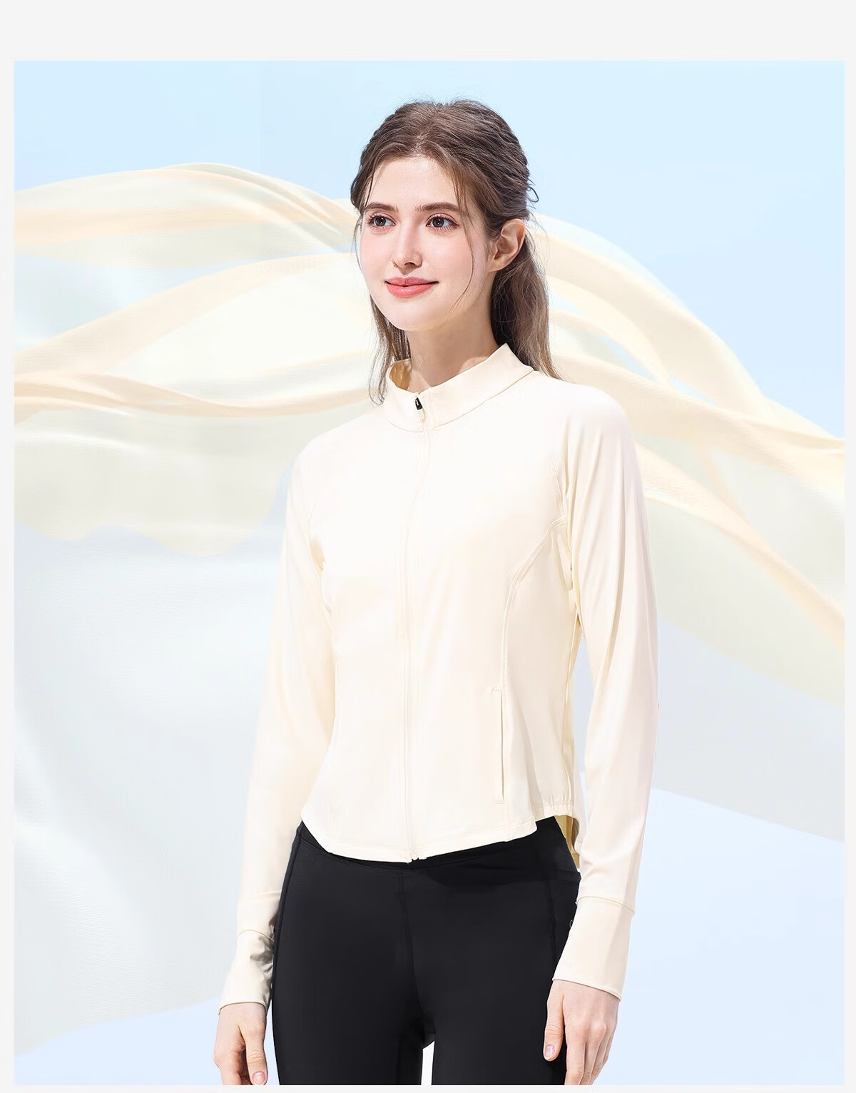 CAMEL Yoga Jacket Slim Fit Sun Protection Clothing Spring Sports Jacket Quick-Dry Top Running Breathable UV Protection for Women M 25