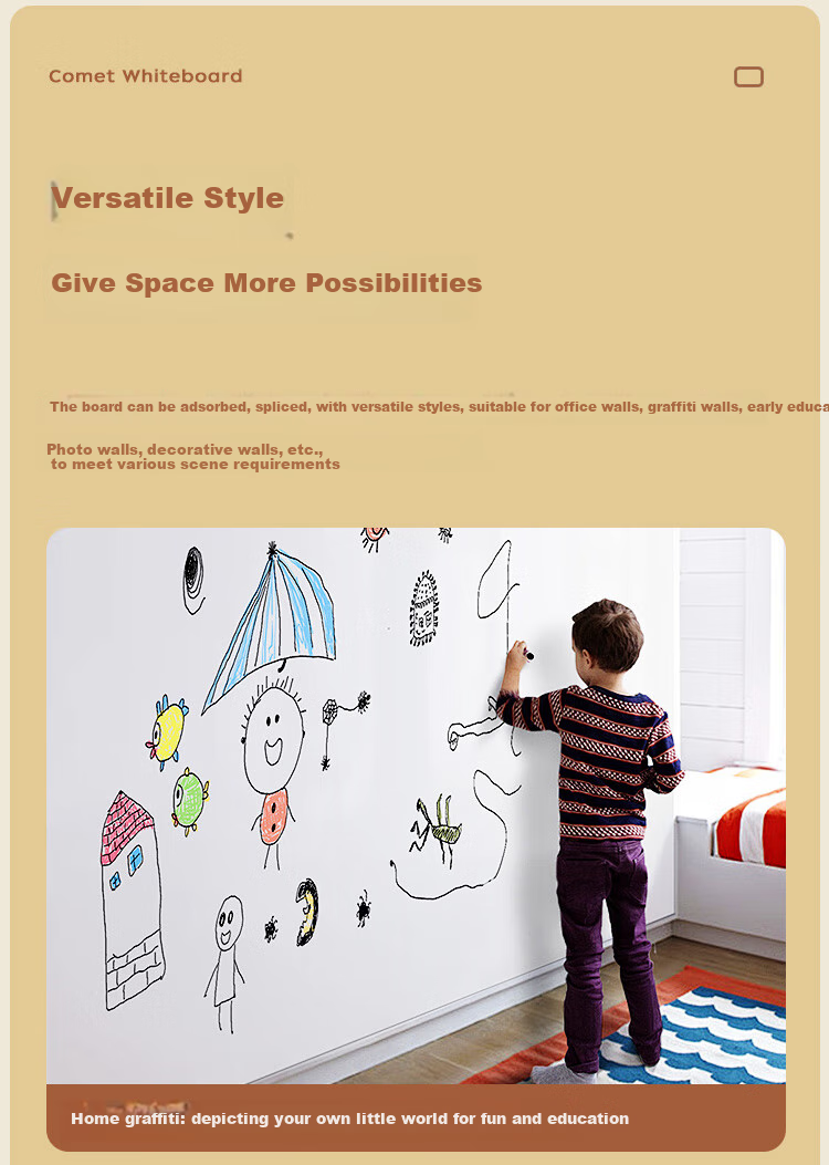 Kemi 120x150cm Soft Whiteboard Wall Sticker, Non-Damaging to Walls, Removable Magnetic Small Whiteboard, Office Writing Board, Hanging Magnetic Blackboard, Home Use Erasable Children's Doodle Wallpaper R120150 6
