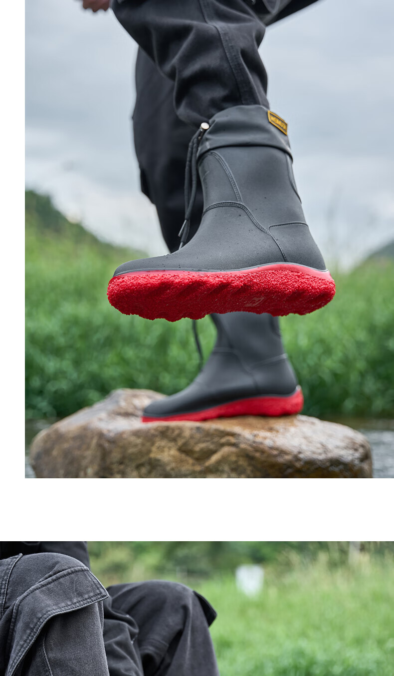Lanoudun Men's Tall Waterproof Rain Boots, Rubber Shoes, Outdoor Fishing, Car Washing, Non-Slip Chef Shoes Cover YX1018 Size 44 11