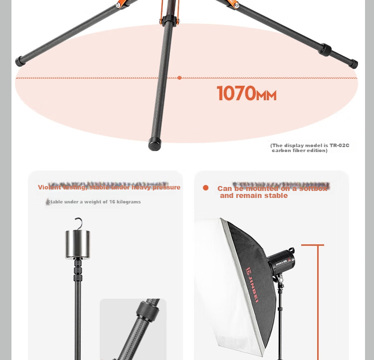 Fotopro TR-02A Portable Reverse Folding Aluminum Alloy Tripod, Photography Studio Stand, Photo LED Host Light Stand, Studio Light Tripod 8