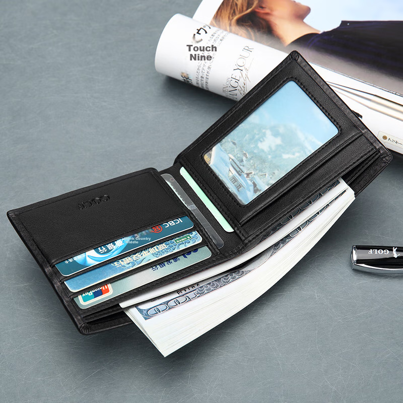 GOLF Men's Wallet, Top-Grain Leather, Horizontal Short Style, Multi-Card Slots, Bank Card Holder, Leather Billfold, Gift Box Packaging