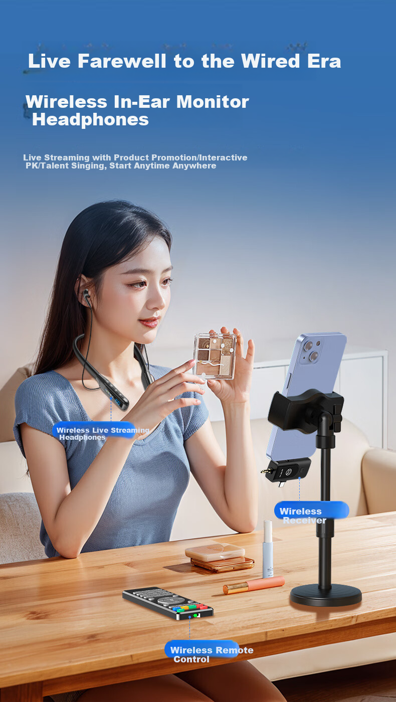 Haomuren Wireless Headphone Sound Card Microphone Live Streaming All-In Device Set, TikTok Host Specialized Singing Karaoke Microphone, Neckband Bluetooth Earphones for Mobile Phones 2