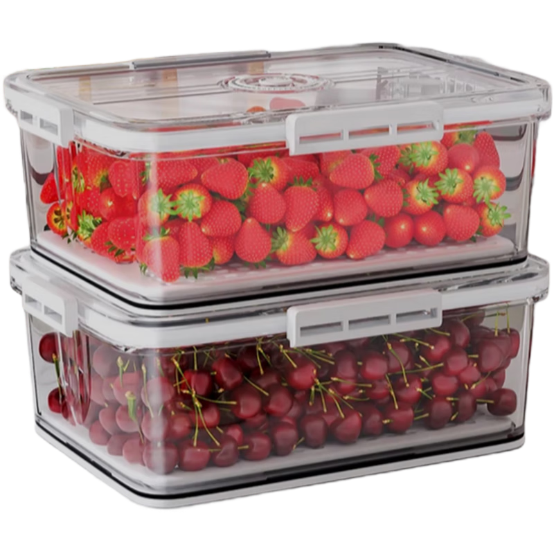Jiabangshou Refrigerator Storage Containers, Food-Grade Kitchen Vegetable Fruit Egg Storage Boxes, 4L Capacity, Pack of 2