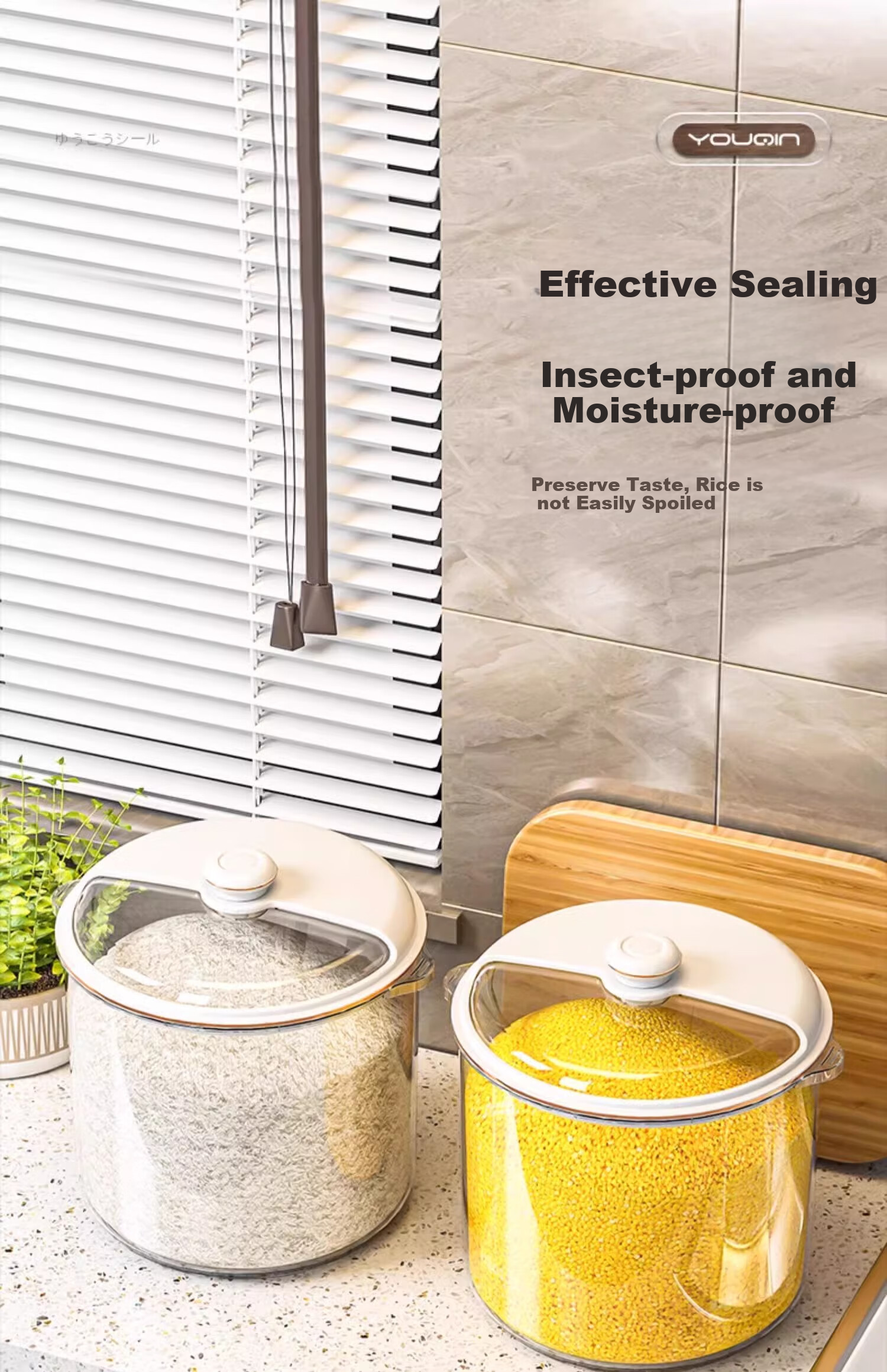 YOUQIN Rice Storage Container, Household Insect-Proof And Moisture-Proof Sealed Rice Bin, Food-Grade Rice Storage Box, Flour Storage Jar 11