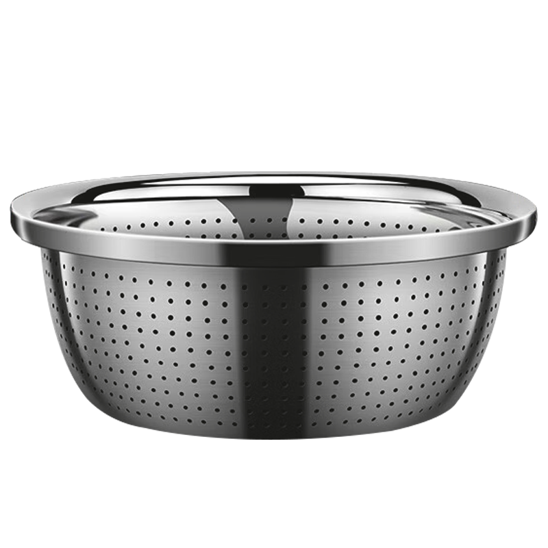MAXCOOK 316L Stainless Steel Rice Sieve and Vegetable Basin, Thickened Draining Basin for Washing Rice, Vegetables, and Fruits, 28cm MCWA3390
