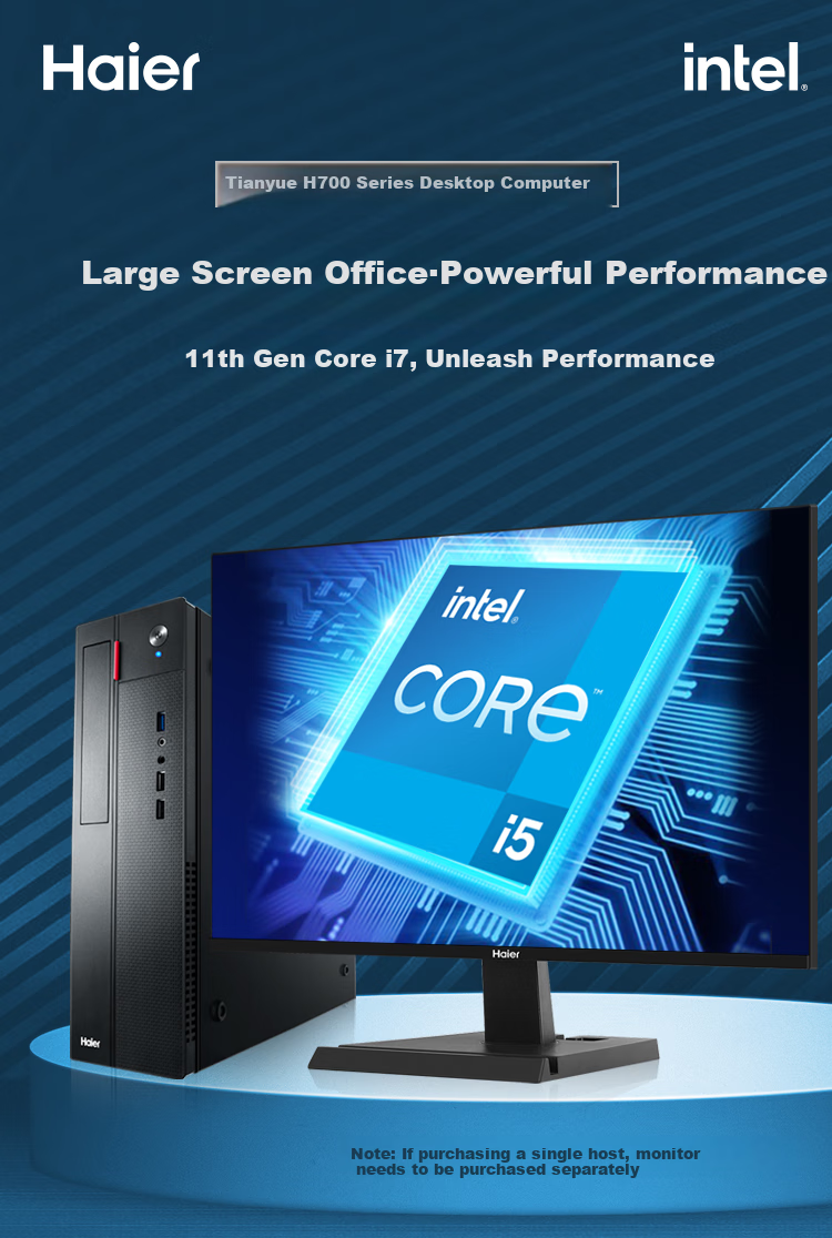 Haier Tianyue K9 High-Performance Business Desktop Computer (13th Gen I7-13620H, 16GB RAM, 1TB Storage) + 23.8-Inch Monitor 1