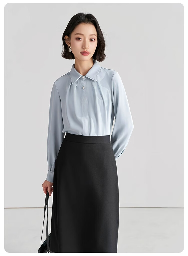 Bodexiaojie Women's Professional Blazer, Elegant Interview Attire, Office Wear Top for Petite Figures, Long-Sleeve Shirt, Size S 21