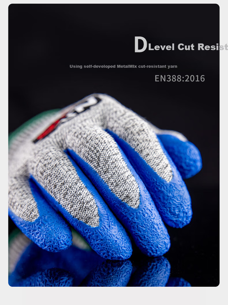 NXG Level 5 Cut-Resistant Gloves, Latex Anti-Slip Wear-Resistant Thickened Work Gloves, Anti-Cutting Construction Site Labor Protection Glass Handling Protective Gloves X03-M Size 4