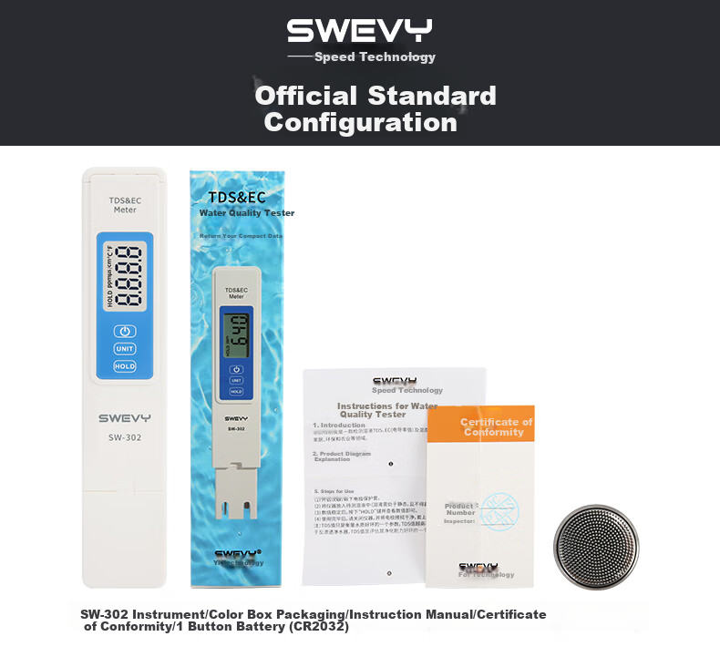 Suwei Water Quality Testing Pen, Water Tester, TDS Water Quality Test Pen EC Conductivity Water Quality Testing Instrument SW302 13
