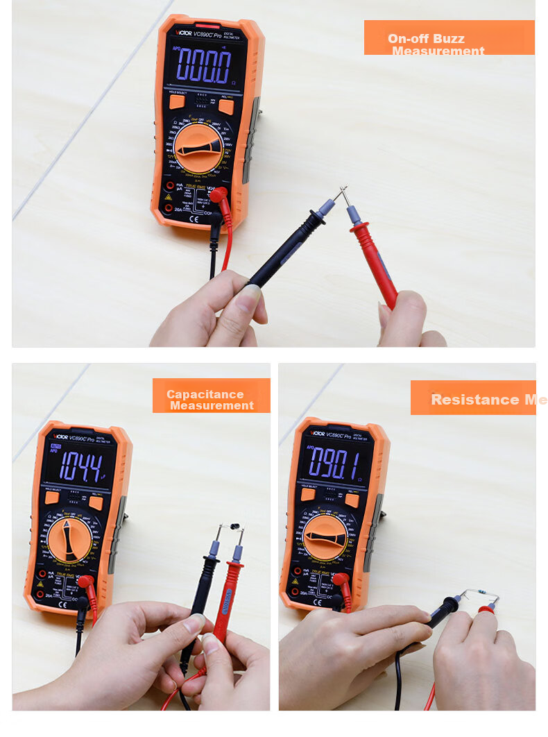 VICTOR Digital Multimeter, High-Precision LCD Display, Multi-Function Burn Protection, Electrician's Universal Meter for Home Use, VC890D PRO 5