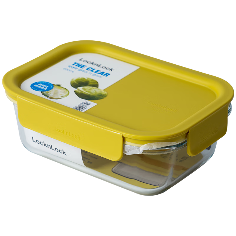 LOCK&LOCK Heat-Resistant Glass Food Container, Microwave-Safe Storage Box, Sealed Lunch Box, Dishwasher Safe, 630ml