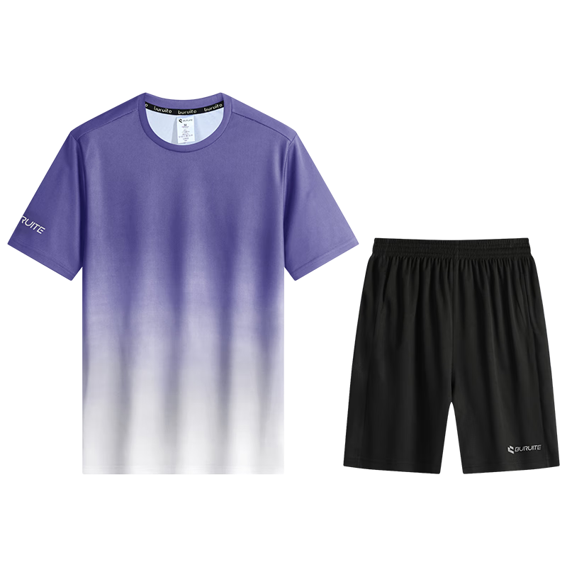 BURUITE Men's Summer Sports Set Short Sleeve Shorts Ice Silk Quick-Dry T-Shirt Athletics Training Fitness Running Basketball Badminton Apparel